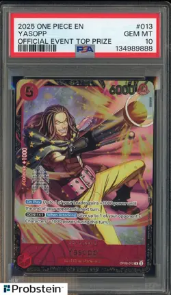 2025 One Piece EN Official Event Top Prize #013 Yasopp PSA 10 GEM MINT - Image 1
