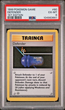 DEFENDER 1999 Pokemon Game Base Set 1st Edition #80 PSA 6 - Image 1