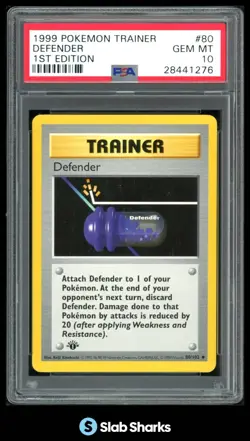 1999 POKEMON BASE SET 1ST EDITION #80/102 DEFENDER PSA 10 - Image 1