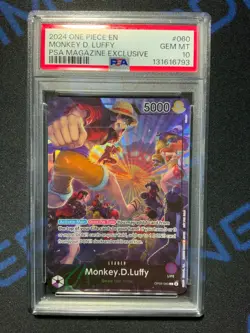 2024 One Piece Monkey D. Luffy PSA Magazine Exclusive Promo #OP05-060 PSA 10 - Image 1