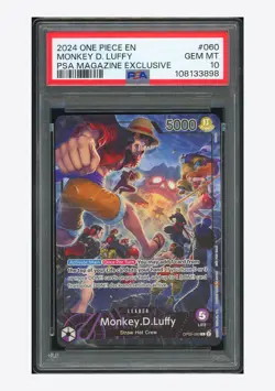 One Piece PSA 10 Monkey D Luffy L Promo 2024 OP05-060 Magazine Exclusive English - Image 1