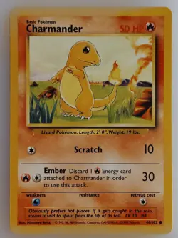 Charmander 1999 Base Set Unlimited WOTC Vintage Pokemon Card 46/102 (LP-NM) - Image 1