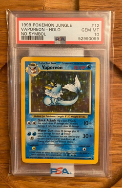 Pokemon Jungle VAPOREON ERROR NO SYMBOL CARD POP 1 OF 18 THAT'S PSA10 #52990099 - Image 1