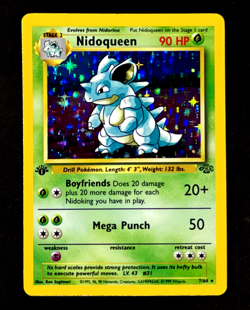 1999 Pokemon NIDOQUEEN Jungle Set 1ST EDITION HOLO Foil Rare Card 7/64 WotC EX+ - Image 1
