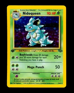1999 Pokemon NIDOQUEEN Jungle Set 1ST EDITION HOLO Foil Rare Card 7/64 WotC EX+ - Image 2