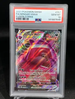 2021 Pokemon Gengar VMAX 157/264 Swsh08: Fusion Strike Holo PSA 10 GEM MINT - Image 1