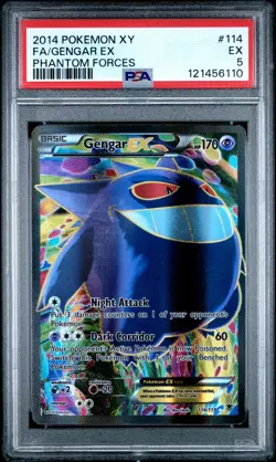 2014 POKEMON XY PHANTOM FORCES #114 FULL ART/GENGAR EX PSA 5 - Image 1