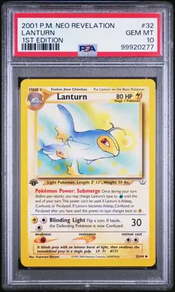 2001 Pokemon 1st Edition Neo Revelation # 32 Lanturn PSA 10 Card GEM MINT! - Image 1