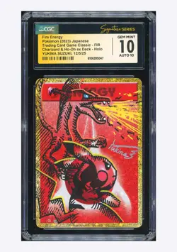 Pokemon CGC 10 AUTO 10 Fire Energy Yukina Suzuki 2023 #FIR CLL Japanese - Image 1