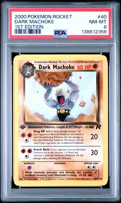 2000 Pokemon Team Rocket 1st Edition Dark Machoke 40 PSA 8 NM-MINT - Image 1