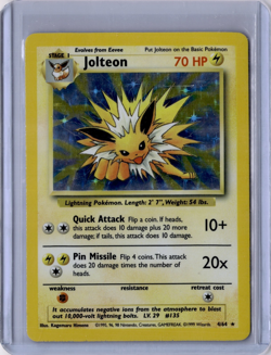 1999 Pokemon Jolteon 4/64 Holo No Symbol ERROR*Lightly Played - Image 1