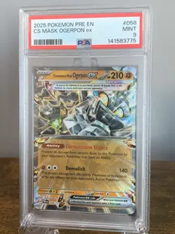 2025 Pokemon Prismatic Evolutions # 058 Cornerstone Mask Ogerpon EX PSA 9 MINT! - Image 1