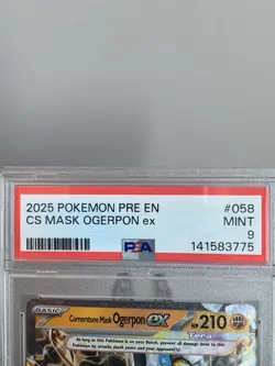 2025 Pokemon Prismatic Evolutions # 058 Cornerstone Mask Ogerpon EX PSA 9 MINT! - Image 2