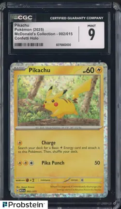 2025 Pokemon McDonald's Collection Confetti Holo #002/015 Pikachu CGC 9 MINT - Image 1