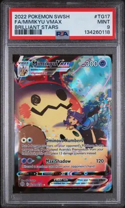 2022 POKEMON SWSH BRILLIANT STARS #TG17 FA/MIMIKYU VMAX BRILLIANT STARS - PSA 9 - Image 1