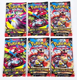 Pokemon TCG MEGA EVOLUTIONS BOOSTER PACK LOT OF 6 Factory Sealed Heavy - Image 1