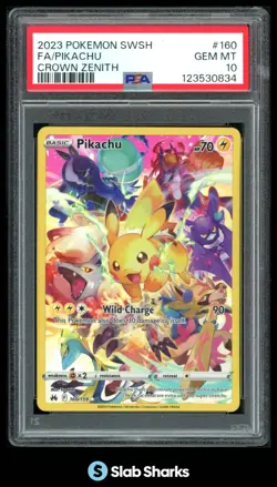 2023 POKEMON SWORD & SHIELD CROWN ZENITH #160/159 PIKACHU FULL ART PSA 10 - Image 1