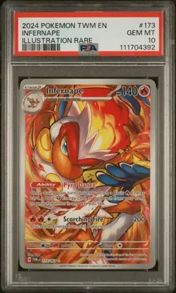 Infernape PSA 10 2024 Pokemon English Twilight Mascarde Illustration Rare #173 - Image 1