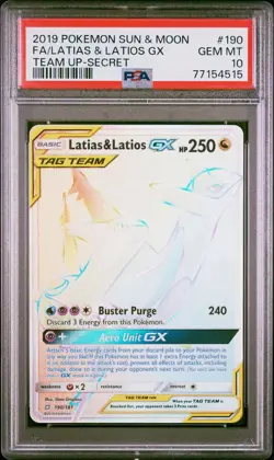 Pokemon Latias & Latios GX Team Up Secret Rare Full Art #190 PSA 10 Gem Mint - Image 1