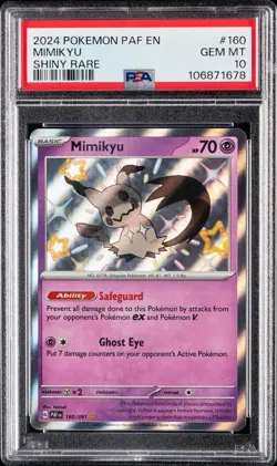 2024 POKEMON PAF EN-PALDEAN FATES BABY SHINY RARE #160 MIMIKYU PSA 10 GEM MINT - Image 1