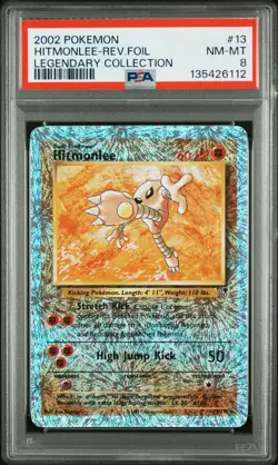 2002 POKEMON LEGENDARY COLLECTION #13 HITMONLEE-REVERSE FOIL PSA 8 - Image 1