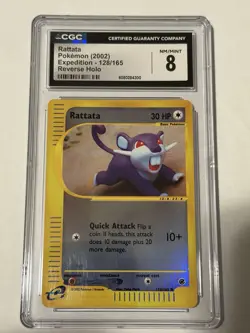CGC 8 NM/Mint Pokemon Rattata Expedition Reverse Holo 128/165 2002 - Image 1