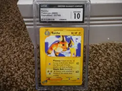 Raichu cgc 10 GEM MINT NON-HOLO Expedition 2002 E-Reader 61/165 psa card Pokem - Image 1