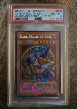 Yu-Gi-Oh! MFC Magician's Force 1st Ed #000 Dark Magician Girl PSA 8 Signed by VA - Image 1
