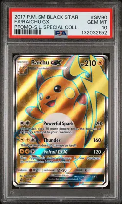 2017 POKEMON SM BLACK STAR PROMO #SM90 FULL ART/RAICHU GX PSA 10 - Image 1