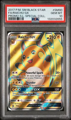 2017 POKEMON SM BLACK STAR PROMO #SM90 FULL ART/RAICHU GX PSA 10 - Image 1