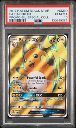 2017 POKEMON SM BLACK STAR PROMO #SM90 FULL ART/RAICHU GX PSA 10 - Image 1