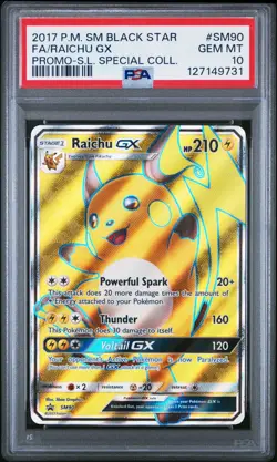 2017 POKEMON SM BLACK STAR PROMO #SM90 FULL ART/RAICHU GX PSA 10 - Image 1