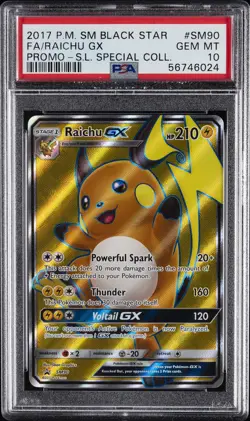 2017 POKEMON SM BLACK STAR PROMO #SM90 FULL ART/RAICHU GX PSA 10 - Image 1