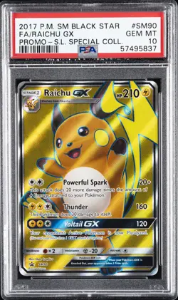 2017 POKEMON SM BLACK STAR PROMO #SM90 FULL ART/RAICHU GX PSA 10 - Image 1
