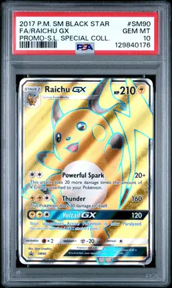 2017 POKEMON SM BLACK STAR PROMO #SM90 FULL ART/RAICHU GX PSA 10 - Image 1