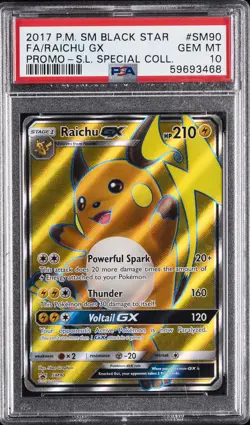 2017 POKEMON SM BLACK STAR PROMO #SM90 FULL ART/RAICHU GX PSA 10 - Image 1