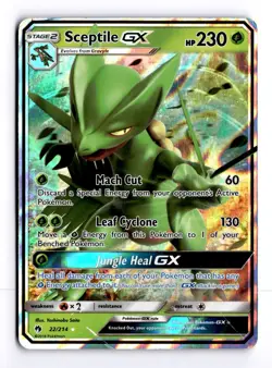 Sceptile GX 22/214 Lost Thunder Holo Ultra Rare Pokemon Heavy Play+ - Image 1