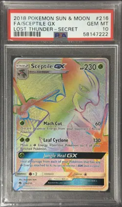 2018 POKEMON SUN & MOON LOST THUNDER FA/SCEPTILE GX#216 SECRET PSA10 - Image 1