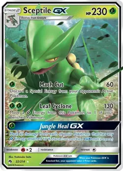 Sceptile GX - 22/214 - Pokemon Lost Thunder Sun & Moon Ultra Rare Card NM - Image 1
