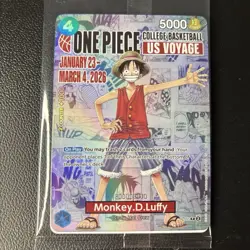 One Piece Monkey D. Luffy US Voyage College Basketball Promo Card Gonzaga SEALED - Image 1