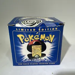 Vintage 1999 BK Pokemon 23K Gold Plated Trading Card Poliwhirl PokeballSealed#ML - Image 1