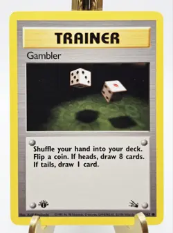 Gambler 60/62 Pokemon Card Fossil Set 1st Edition Common 1999 Trainer WOTC - Image 1