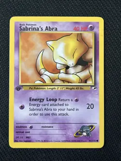 Pokemon Card - Sabrina's Abra Gym Heroes 91/132 Common 1st Edition - Image 1