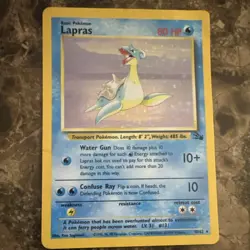 Pokemon TCG Lapras Fossil 10/62 Unlimited Holo Rare 1999 80 HP Basic DMG - Image 1
