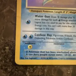 Pokemon TCG Lapras Fossil 10/62 Unlimited Holo Rare 1999 80 HP Basic DMG - Image 5
