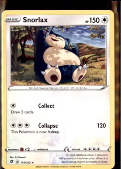 Pokemon Snorlax 141/192 Rebel Clash Non Holo Rare 2 Card Lot - Image 1