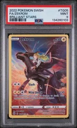 2022 POKEMON SWSH BRILLIANT STARS #TG05 FA/ZEKROM BRILLIANT STARS - PSA 9 MINT - Image 1