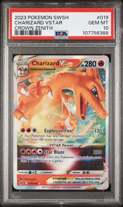 2023 POKEMON SWORD & SHIELD CROWN ZENITH #019 CHARIZARD VSTAR PSA 10 - Image 1