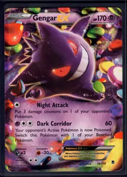 Gengar EX 34/119 Holo Rare EX Phantom Forces Pokemon Moderately Played - Image 1