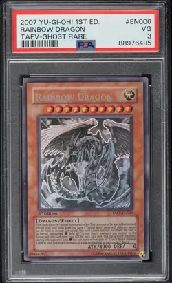 2007 Yu-Gi-Oh! Rainbow Dragon TAEV-EN006 Ghost Rare 1st Edition PSA 3 - Image 1